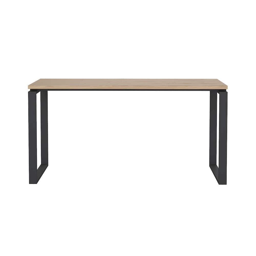 FurniFact - Modern Computer Desk with Metal Legs for Home Office or Study - Brown