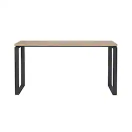 FurniFact - Modern Computer Desk with Metal Legs for Home Office or Study - Brown