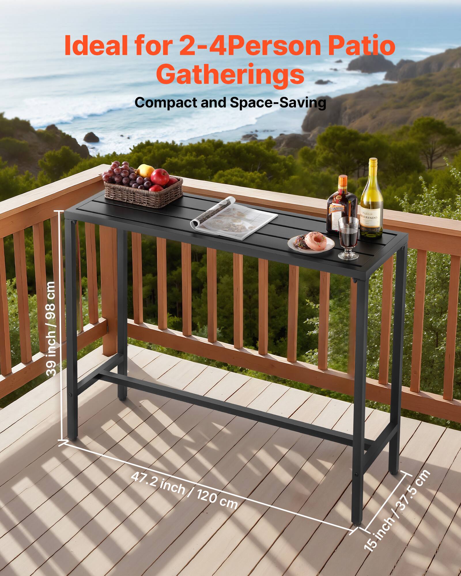 Ideal for 2-4 Person Patio Gatherings  
Compact and Space-Saving  

39 inch / 98 cm  
47.2 inch / 120 cm  
15 inch / 37.5 cm