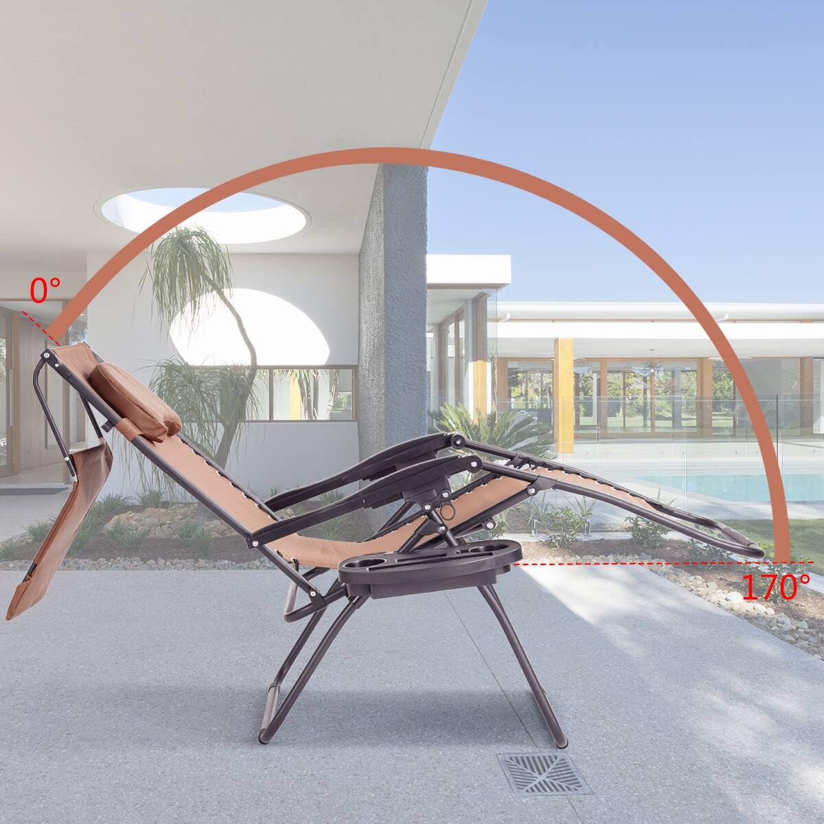 Alt View 1. Gymax - Gymax Folding Recliner Zero Gravity Lounge Chair W/ Shade Canopy Cup Holder Brown - Brown.