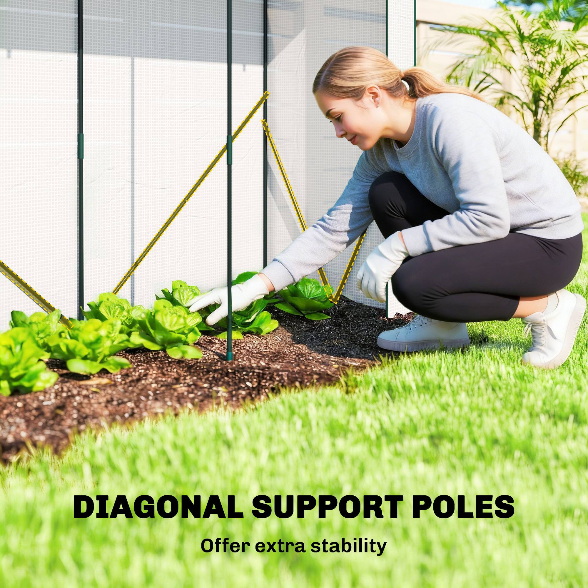 DIAGONAL SUPPORT POLES  
Offer extra stability