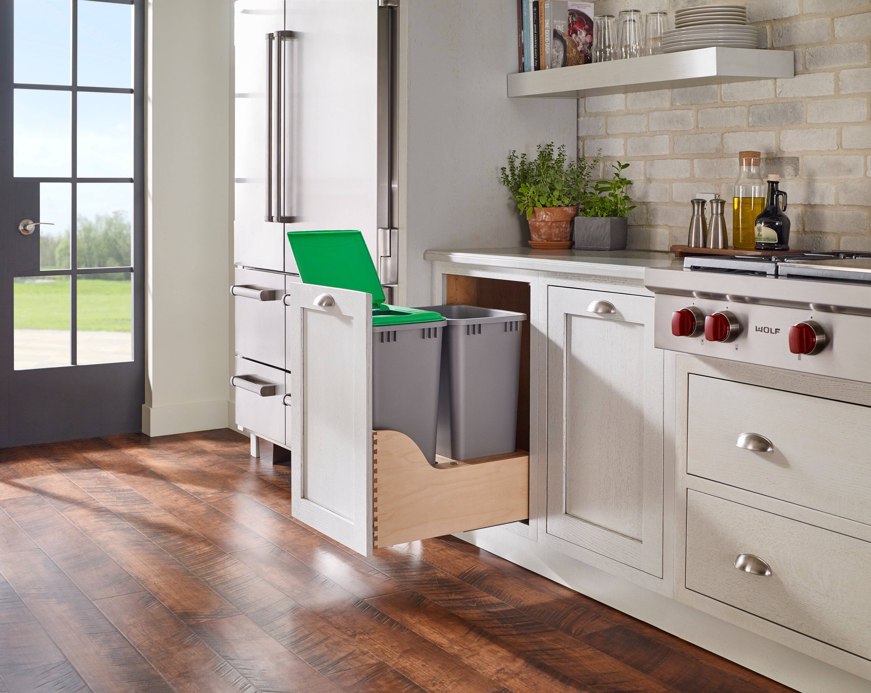 Alt View 4. Rev-A-Shelf - Rev-A-Shelf Dual Pullout Trash Cans 50 qt. with Soft-close Slides, 4WCSC-2150DM-2 - Natural Maple.