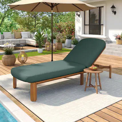 Front. Whisen - Outdoor Adjustable Reclining Chaise Lounge with Thick Cushions for Patio, Poolside, or Beach - Green.