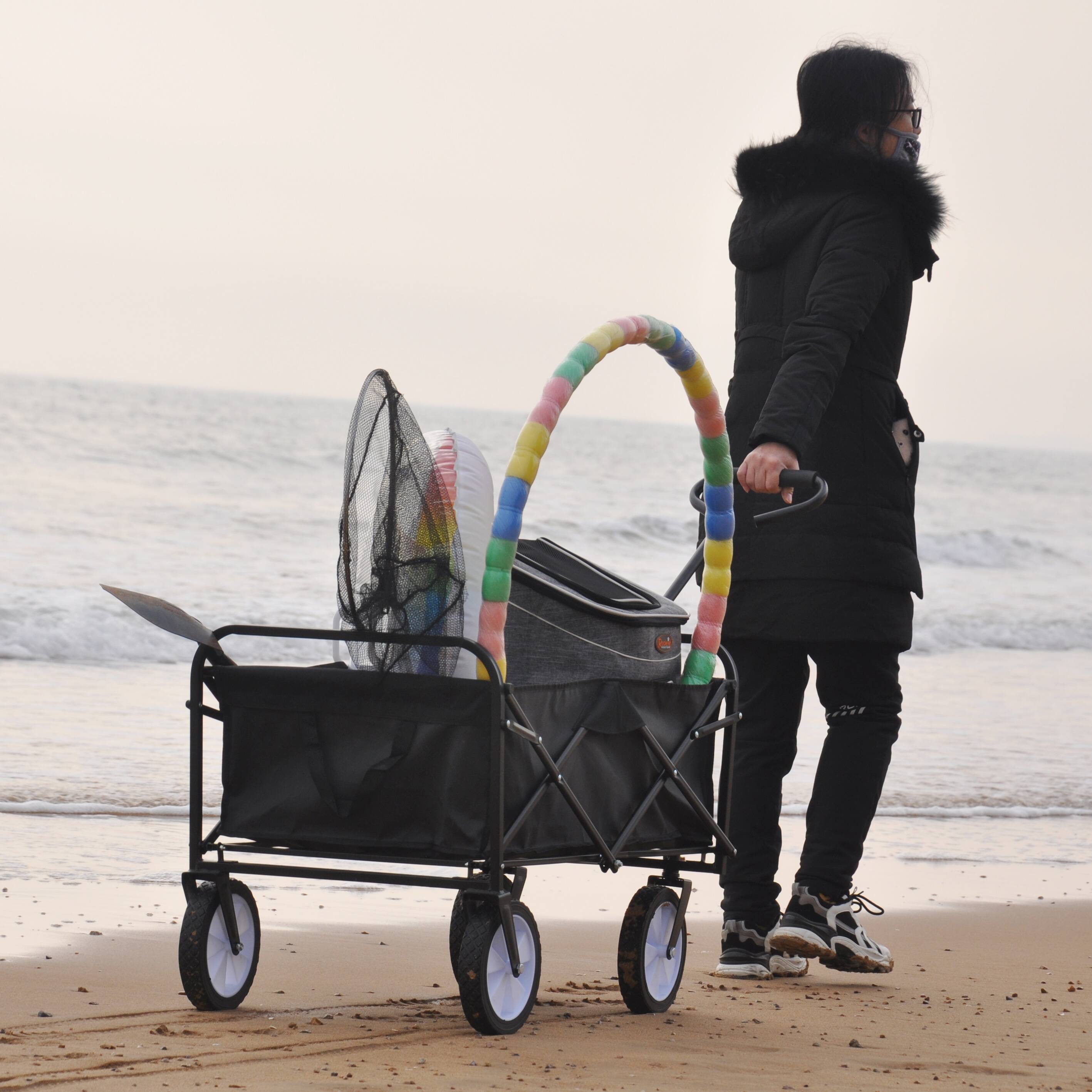 Alt View 7. Ecooso - Folding Wagon for Garden, Shopping, and Beach Use - Black.
