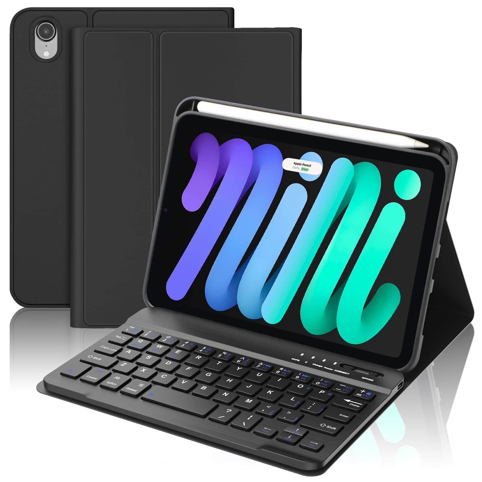 Pacoar Cade - Ipad Mini 7th (a17 Pro 2024) Case For 6th Gen2021-8.3in Wireless Keypad A17 8.3'' With Pen Slot Smart Cover Mini-7/6 - Black