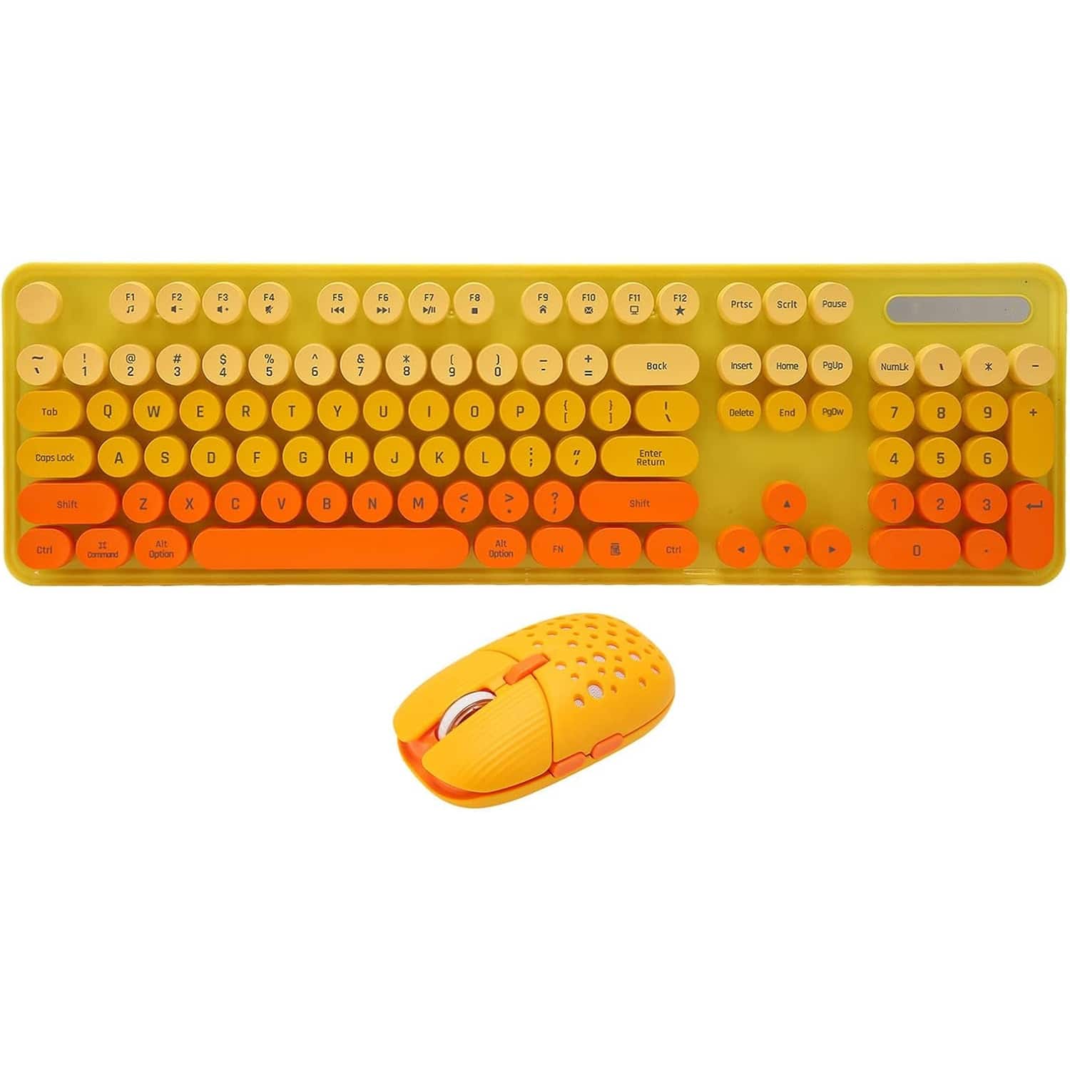 PARKER SLATER - Keyboard and mouse combo with 2.4G connection, retro round keys, adjustable DPI mouse, and mixed color design - Mixed Color Yellow