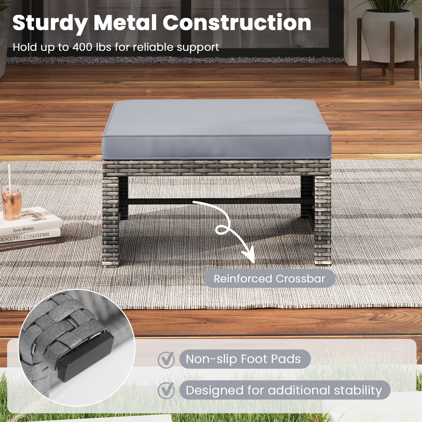 Sturdy Metal Construction  
Hold up to 400 lbs for reliable support  

Reinforced Crossbar  

Non-slip Foot Pads  
Designed for additional stability