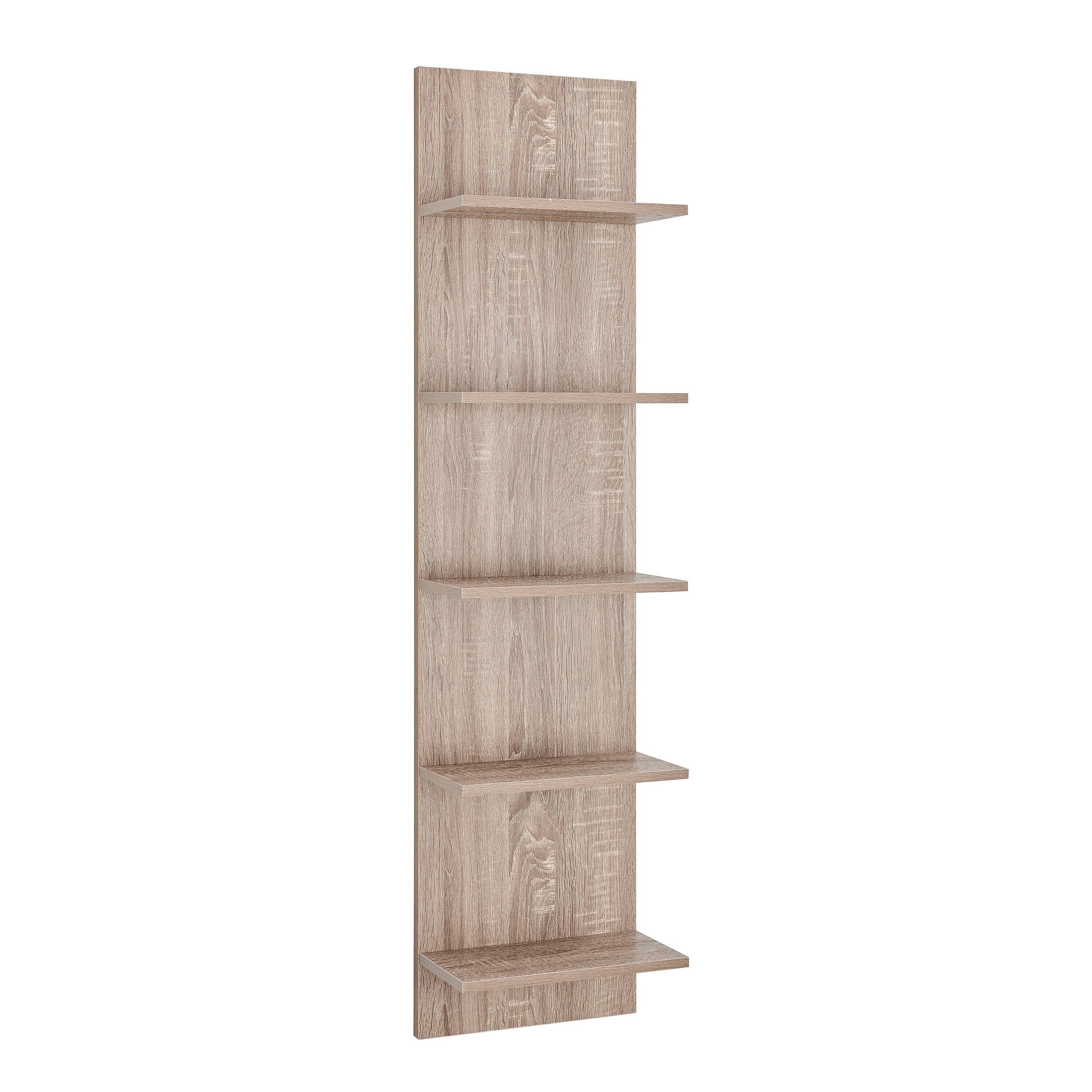Alt View 6. Danya B - Five Tier Wide Column Wall Shelf - Weathered Oak - Weathered Oak.