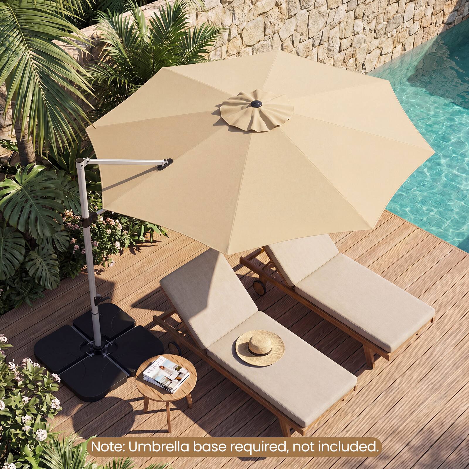 Note: Umbrella base required, not included.