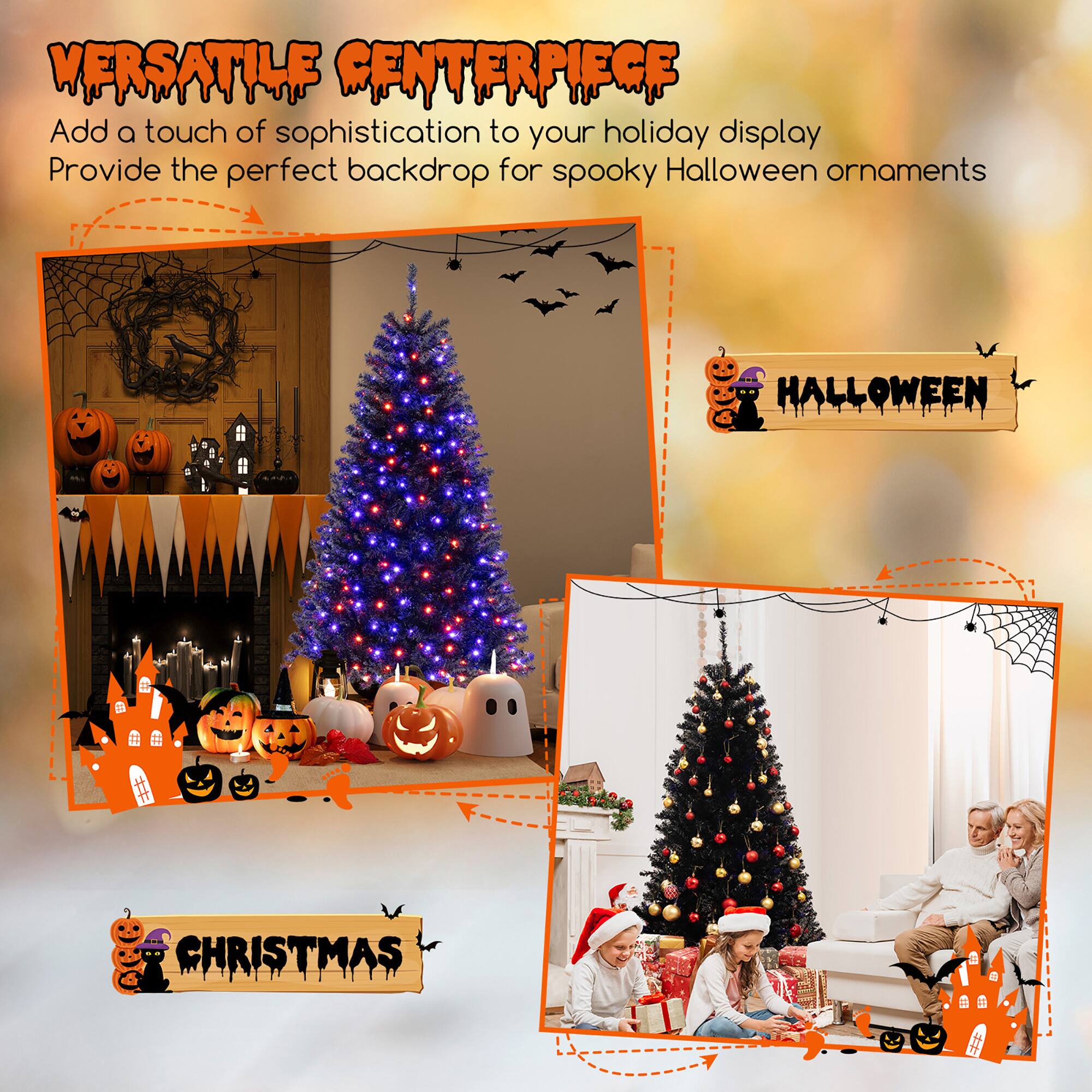 VERSATILE CENTERPIECE  
Add a touch of sophistication to your holiday display  
Provide the perfect backdrop for spooky Halloween ornaments  

HALLOWEEN  
CHRISTMAS