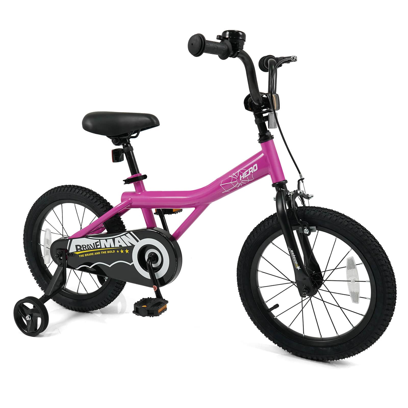 Costway - Kids Bike, 16 Inch Bicycle for Children with Removable Training Wheels, Dual Brakes - Pink