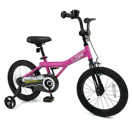 Costway - Kids Bike, 16 Inch Bicycle for Children with Removable Training Wheels, Dual Brakes - Pink
