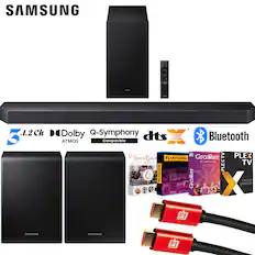 SAMSUNG
3.1.2 Ch
Dolby Atmos
Q-Symphony
dts
Bluetooth Compatible
Grokker TV
PLEX TV
DAILY BUZZ
FLIXFLING
STREAM SMARTER