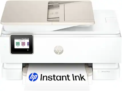HP - Envy Photo 7975 Wireless AI-Enabled All-in-One Inkjet Printer w/ 3 Months of Instant Ink (+1 Bonus Month of Ink w/ Code) - White