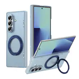 Dteck - Magnetic Case for Samsung Galaxy Z Fold8 Ultra, Slim Matte PC Back Cover with Kickstand, Hinge Protection,No Front Frame - Matteblue