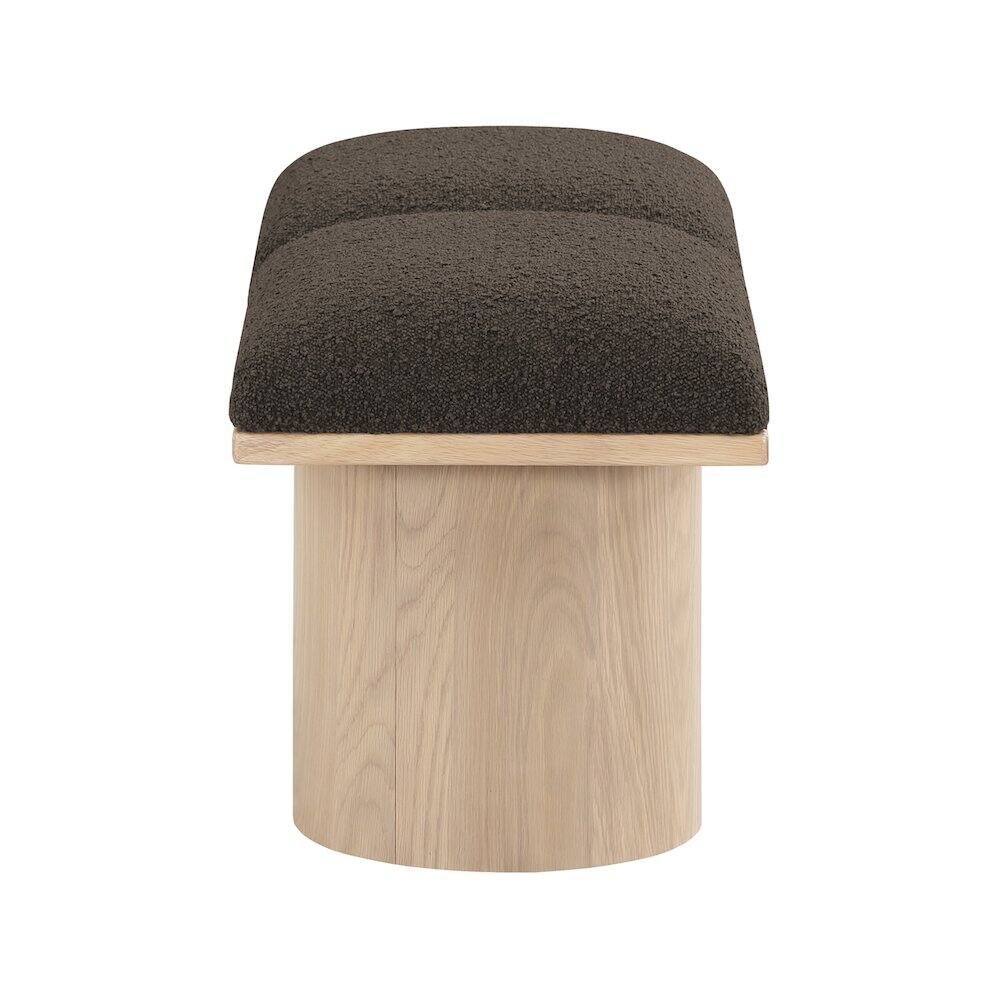 Alt View 2. Meridian Furniture - Pavilion Brown Boucle Fabric Bench - Brown.