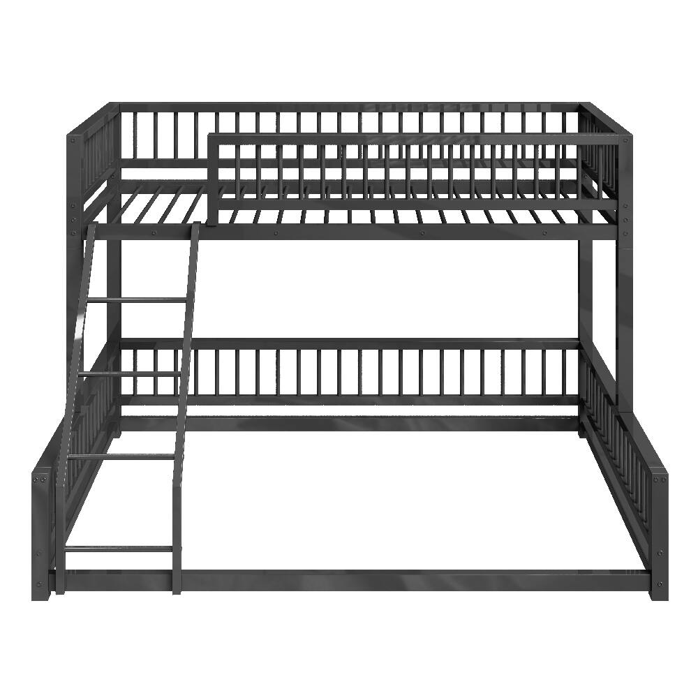 Alt View 8. Loheer - Loheer Twin XL Over Queen Bunk Bed Heavy Duty Metal Frame Black - Black.