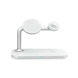 SKRAN - 3-in-1 Phone Stand -Magnetic Wireless Charger Compatible with Apple iPhone 12/13 Wireless Chargers - White
