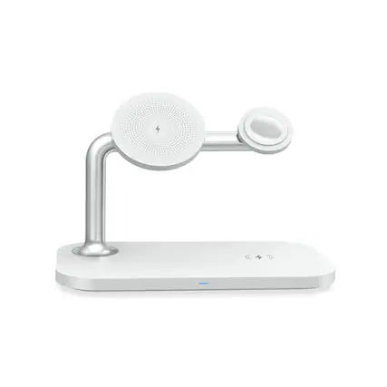 Front. SKRAN - 3-in-1 Phone Stand -Magnetic Wireless Charger Compatible with Apple iPhone 12/13 Wireless Chargers - White.
