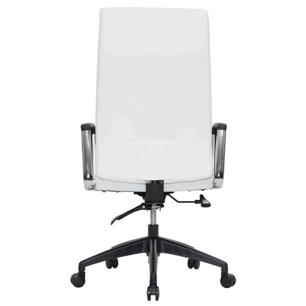 Alt View 5. LeisureMod - Hilton High-Back Adjustable Office Desk Chair Upholstered in Leather with Steel Frame, Swivel, and Ergonomic Support - White.