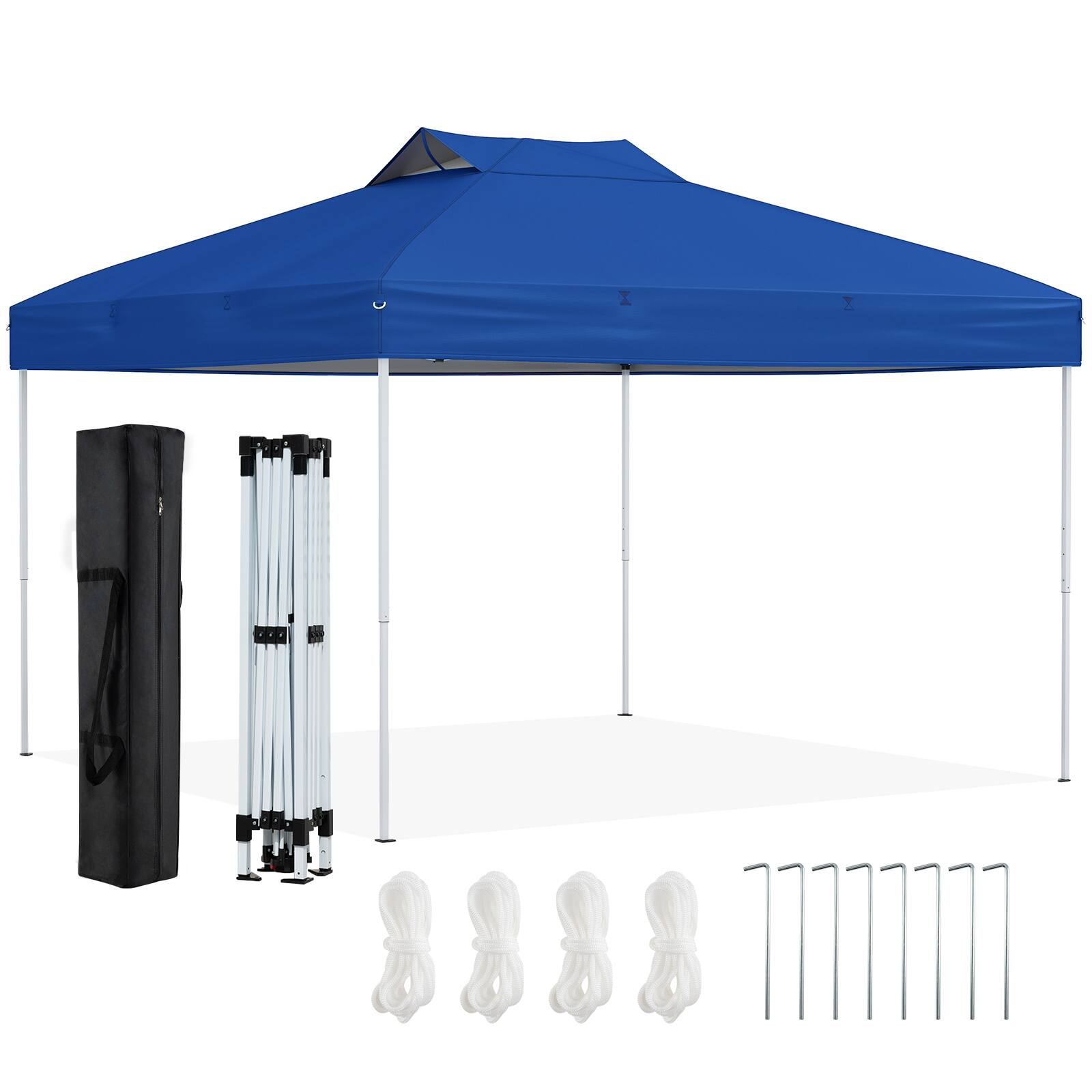 Front. Costway - Costway 10 X 10 FT 1-Person Setup Pop up Canopy Tent with 1-Push Center Lock Wind Ropes - Blue.