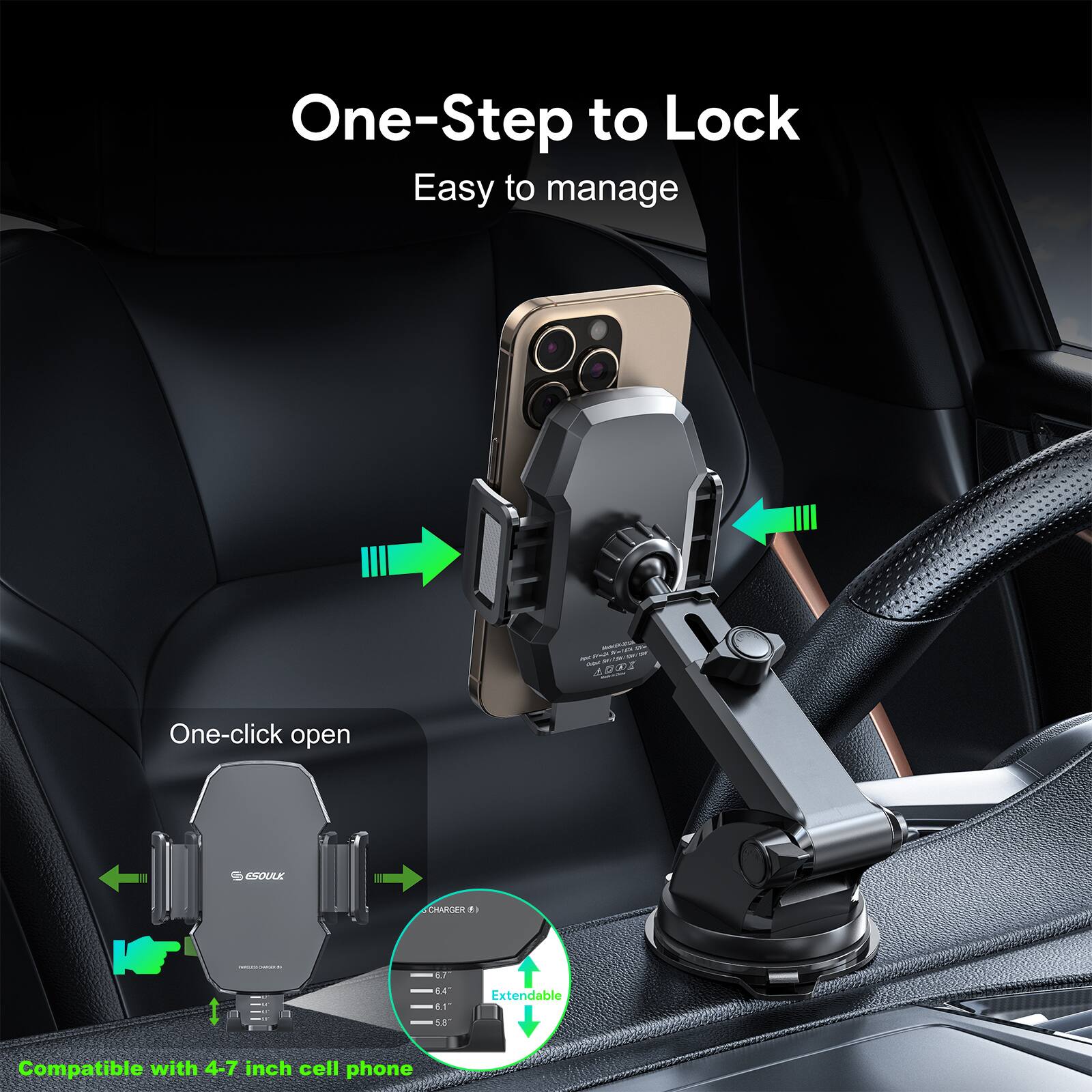 One-Step to Lock, Easy to manage, One-click open, Extendable, Compatible with 4-7 inch cell phone, CSOULE CHARGER F : : . AF 14 0.1 5.8