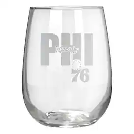 Great American Products - Philadelphia 76ers Etched 17oz. City Stemless Wine Glass - Multicolor