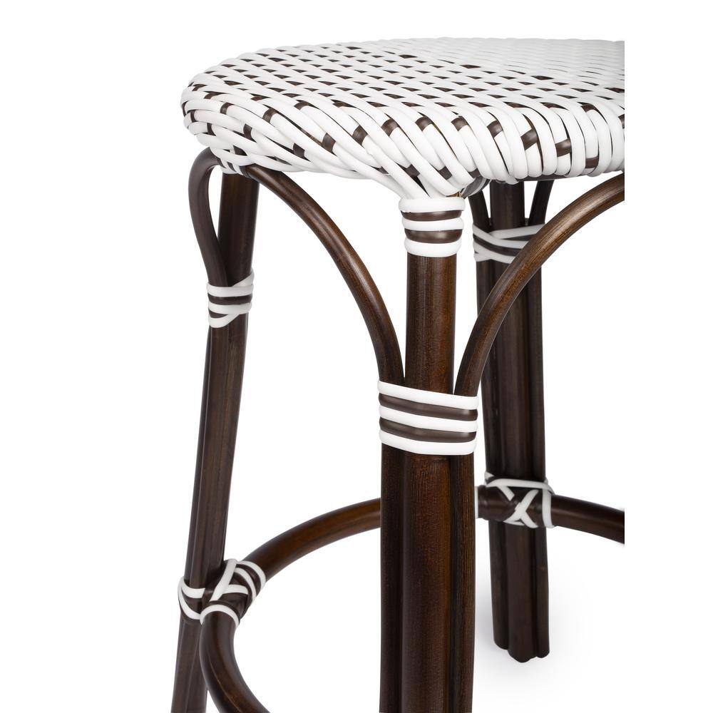 Alt View 2. Butler Specialty - Tobias Rattan Round 24" Counter Stool - White And Brown Dot.