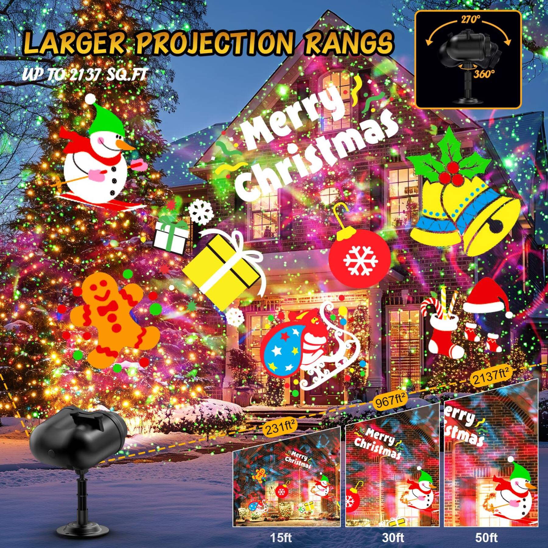 Larger Projection Rangs Up to 2137 SQ.FT

270°
360°

231ft² Christmas Merry
967ft² Christmas Merry
2137ft² Christmas Merry

15ft
30ft
50ft