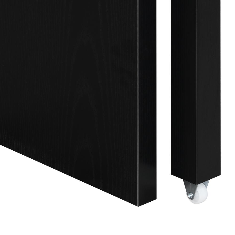 Back. FurniFact - Sleek Black Console Desk with Sliding Drawer and Riser for Office Use - Black.