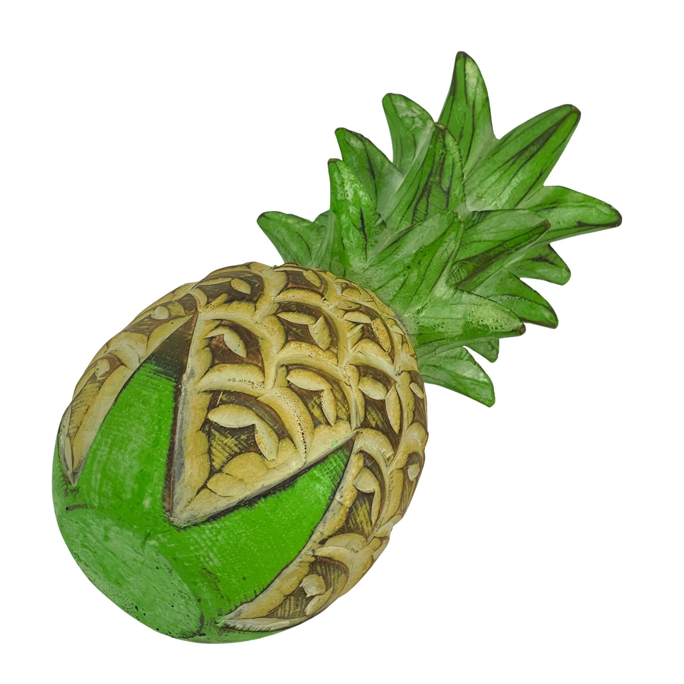 Alt View 7. Chesapeake Bay - Hand-Painted Pineapple Sculpture – 9.75" High, Rustic Tropical Decor Accent - Multicolored.