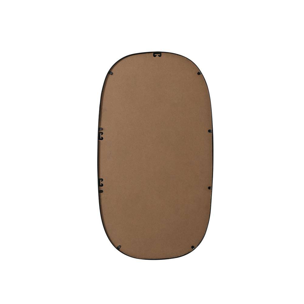 Angle. Elegant Decor - Metal Frame Oval Mirror 20x36 Inch in Black - Black.