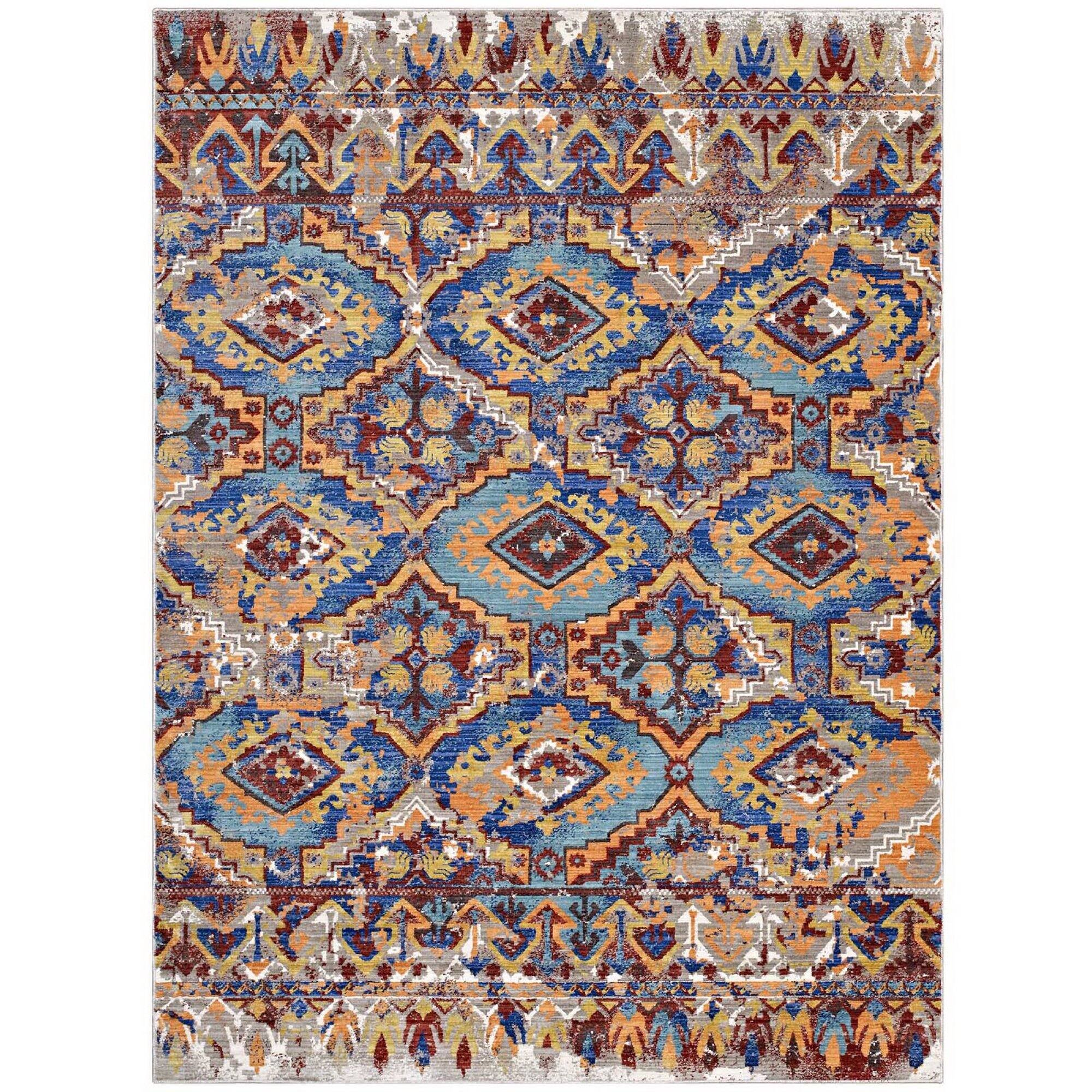 Angle. Modway - Centehua Distressed Southwestern Aztec Area Rug - Multicolored.
