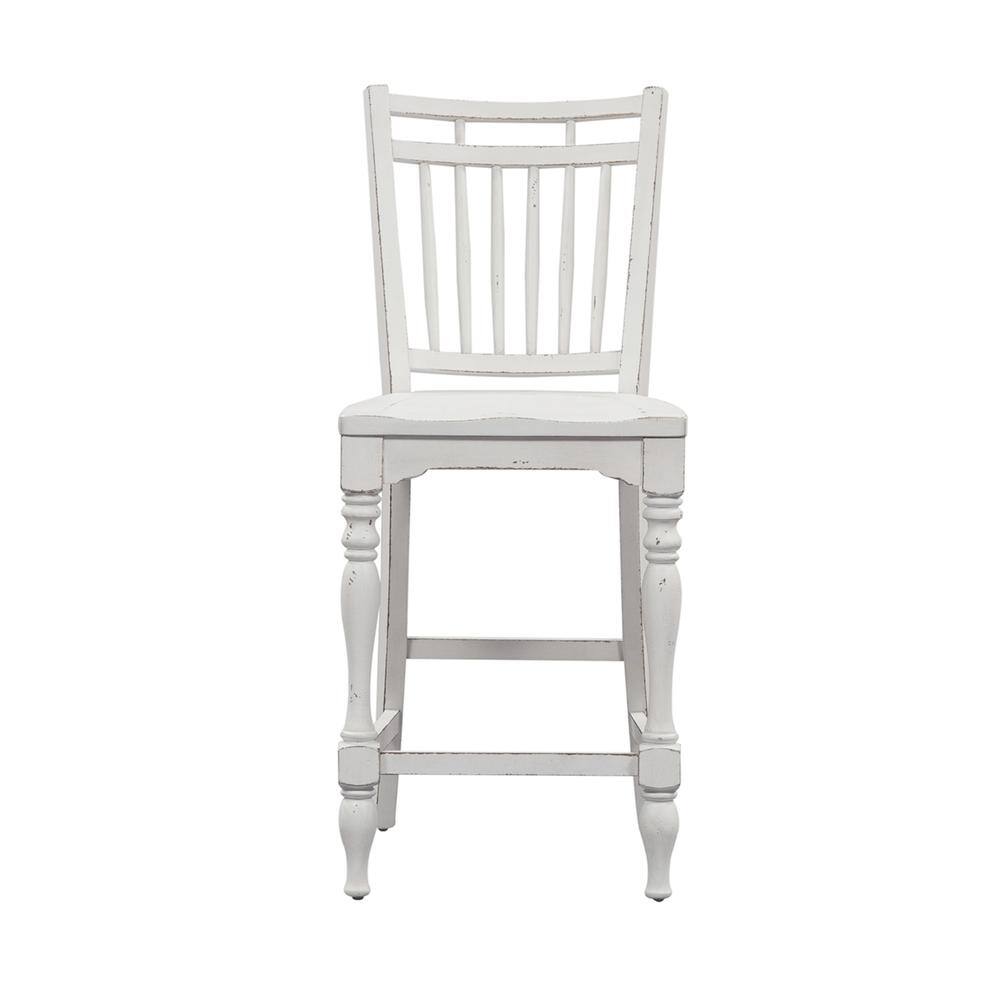 Alt View 2. Liberty Furniture Industries - Magnolia Manor Spindle Back Counter Chair (RTA)-Set of 2 in Antique White - White.