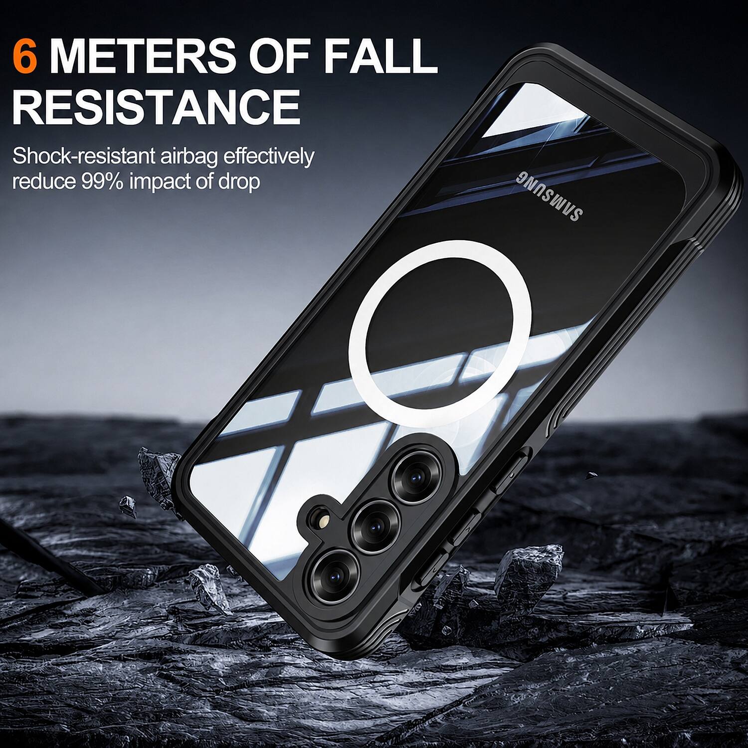 6 METERS OF FALL RESISTANCE  
Shock-resistant airbag effectively reduce 99% impact of drop  
SAMSUNG