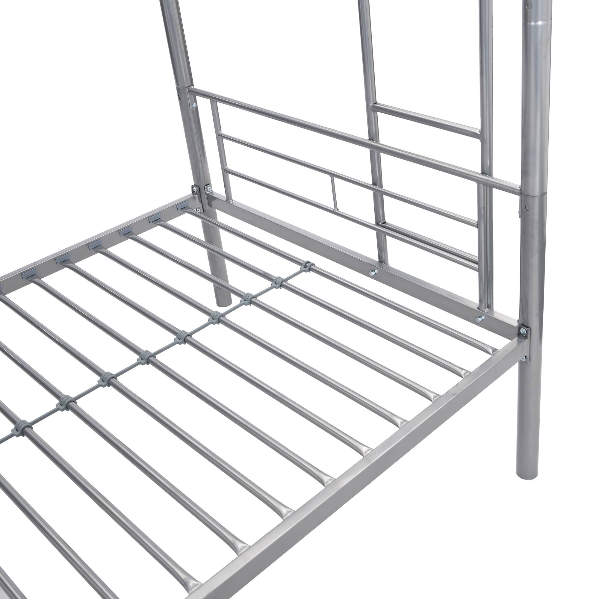 Alt View 2. GOODSILO - Sturdy Metal Bunk Bed with Safe Stairs and Space-Saving Design for Modern Bedrooms - Silver.