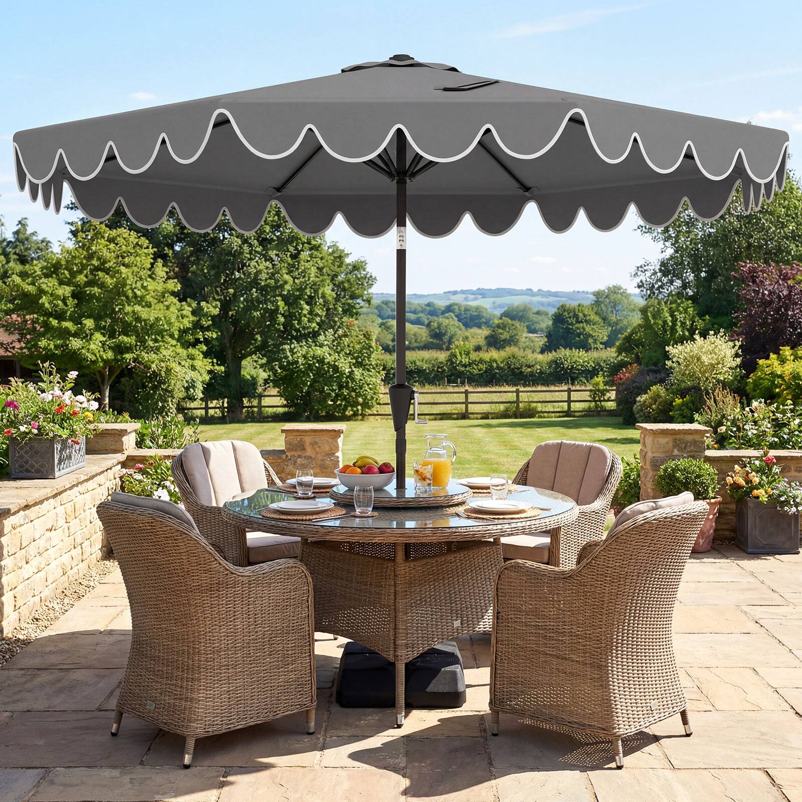 Alt View 3. Costway - Costway 10 FT Patio Umbrella with Weighted Base Sandbags Push Button Tilt & Crank Wine - Wine.