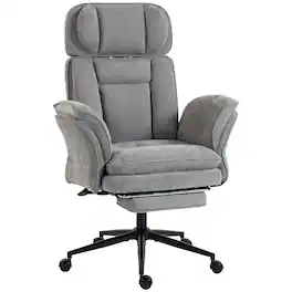 Homcom - Cross Office Chair with Flip Armrests, Adjustable Headrest - Gray