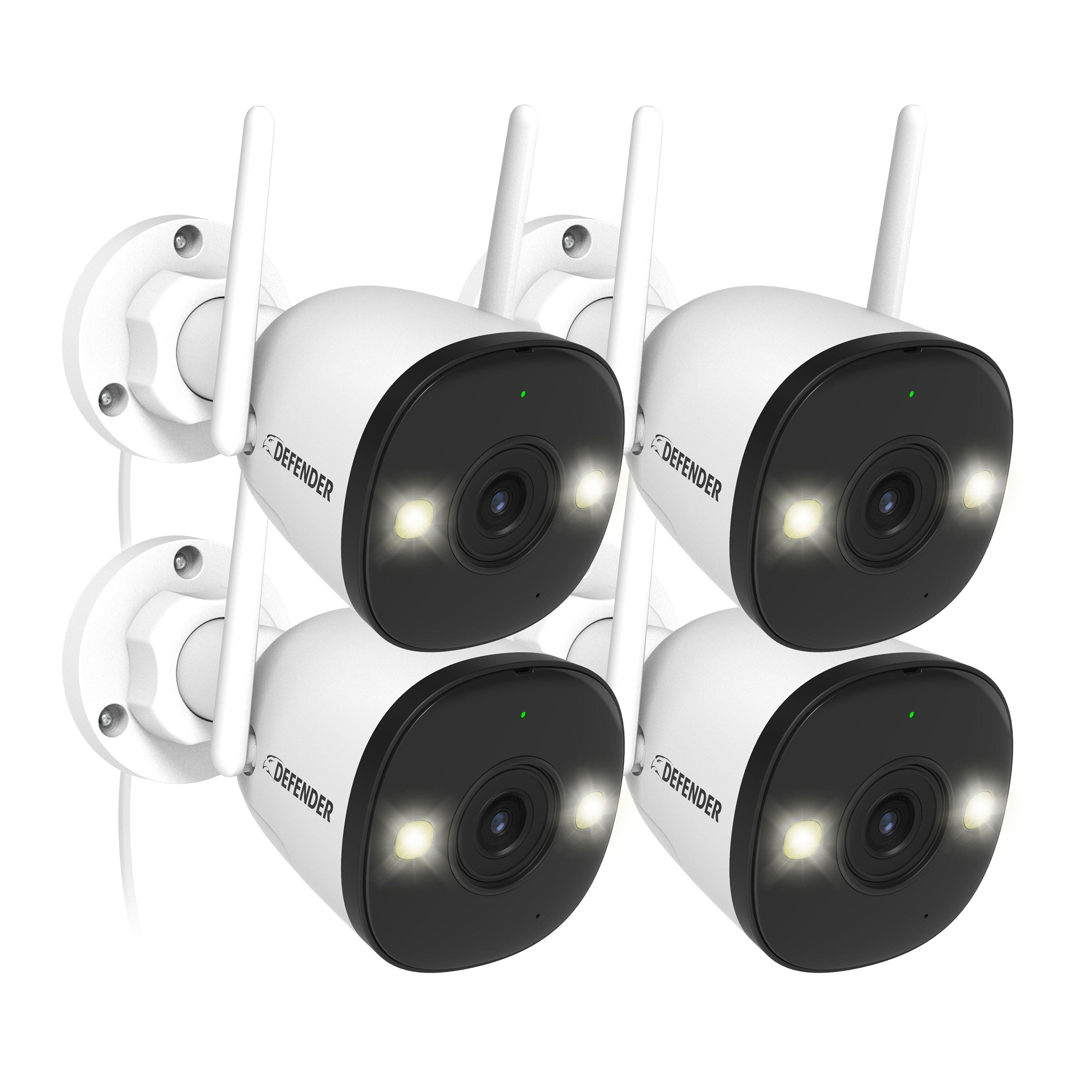 Defender - AI POWERED 4K Guard Pro Wi-Fi 6 Plug-in Security Camera, 4 Pack - White - Front_Zoom
