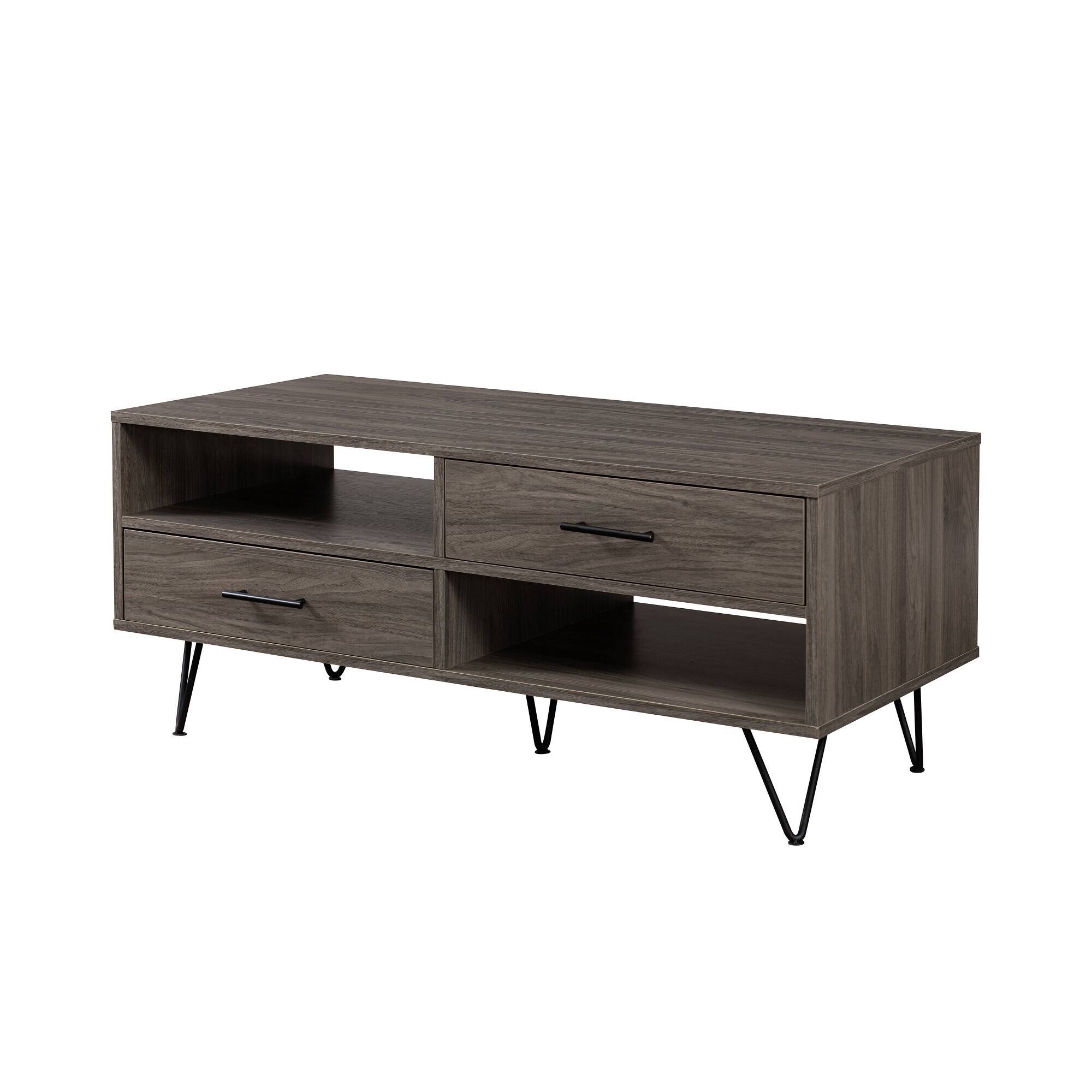 Angle. Walker Edison - Contemporary Minimalist 2-Drawer Coffee Table - Slate Grey/Black.