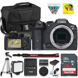 Bundle - Canon - EOS R7 (Body Only), Mirrorless Vlogging Camera, 32.5 MP Image Quality, 4K 60p Video, DIGIC X Image Processor - Black