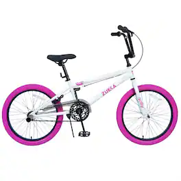 HTUTWOO - Kids Freestyle Bike - 20 " Single Speed Children's Bicycle, Adjustable Seat H,Front & Rear Brakes,Anti-Slip Tires for 7+ - White