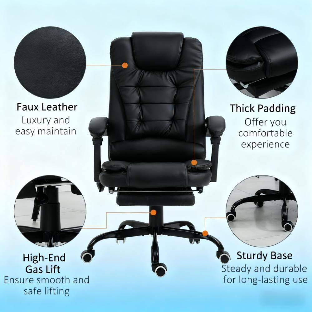 Faux Leather  
Luxury and easy maintain  

Thick Padding  
Offer you comfortable experience  

High-End Gas Lift  
Ensure smooth and safe lifting  

Sturdy Base  
Steady and durable for long-lasting use