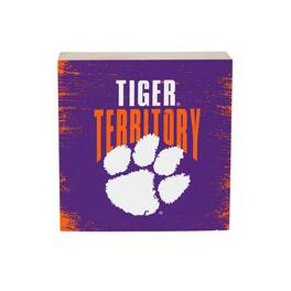 Evergreen Enterprises - Clemson Tigers 6" Square Fan Chant Wood Block Shelf Sign - Multicolor
