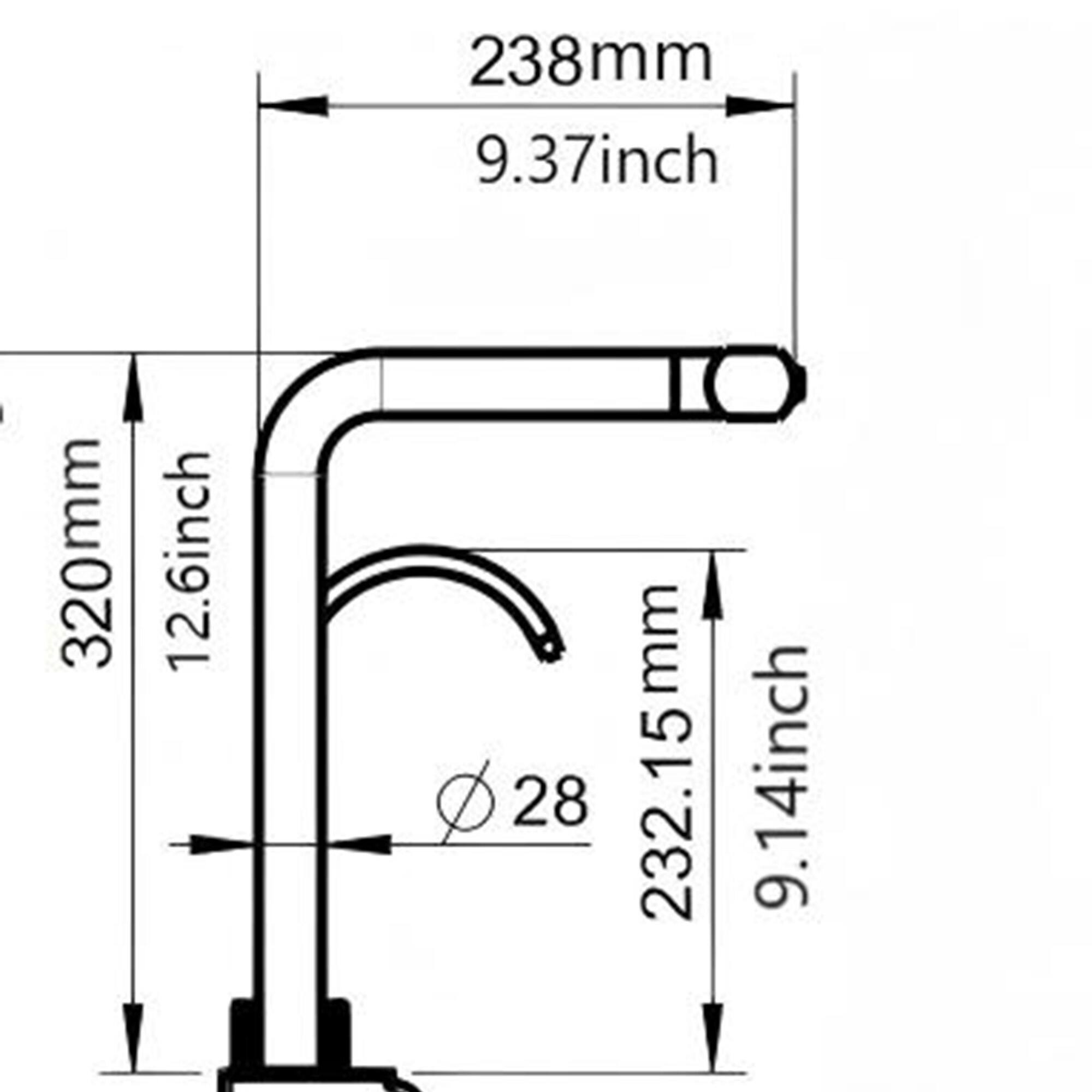 238mm 9.37inch  
320mm 12.6inch  
28mm  
232.15mm 9.14inch