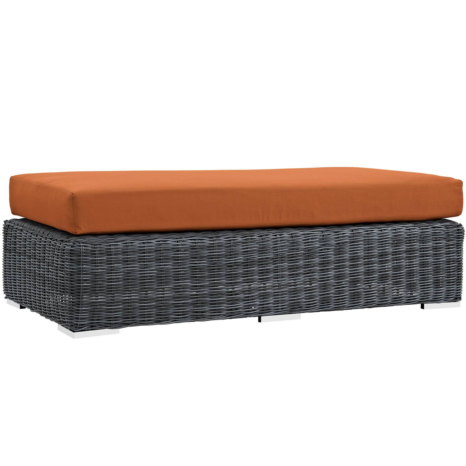 Angle. Modway - Summon Outdoor Patio Sunbrella® Rectangle Ottoman by Modway - Canvas Tuscan.
