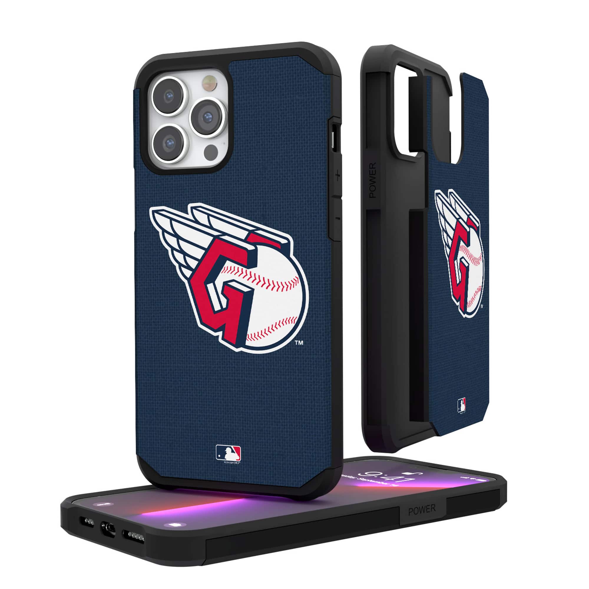Keyscaper - MLB - Cleveland Guardians iPhone Solid Design Rugged Case - 14 Plus - Multicolor