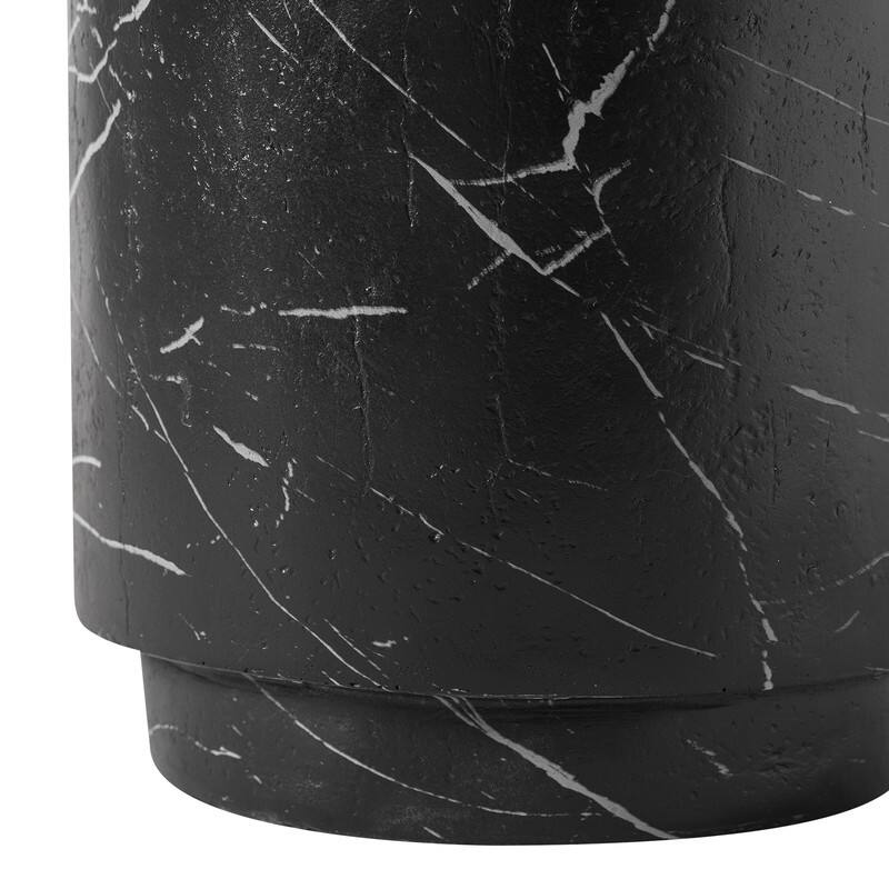 Alt View 4. LeisureMod - Ramble Cylindrical Side Table, Weather Resistant Fiberstone Modern Accent Table - Indoor/Outdoor - Black Marble.