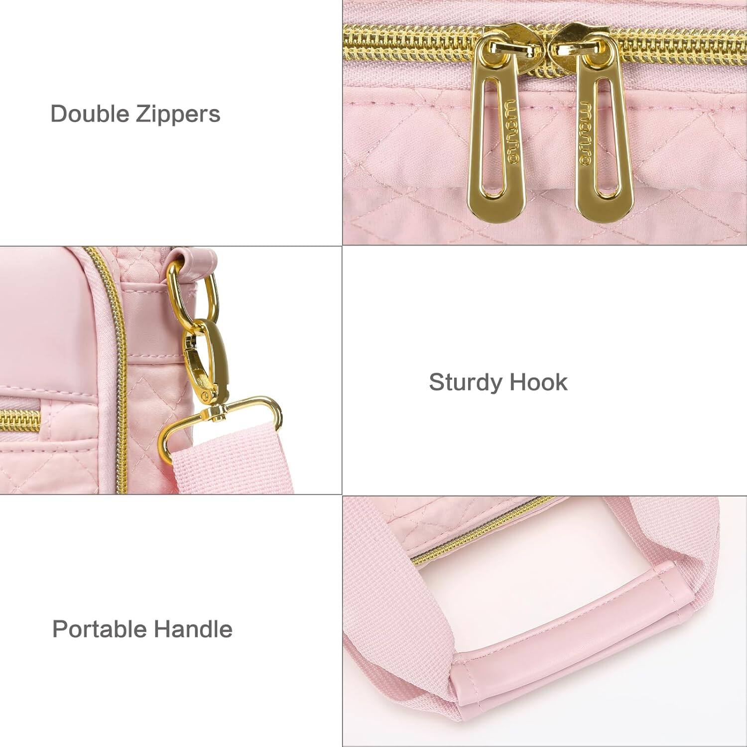Double Zippers

Sturdy Hook

Portable Handle
