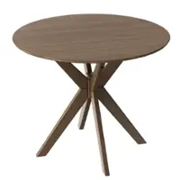 Costway Modern Round Wood Dining Table 35'' W/ Solid Wood Legs& Base for Home, Office - Walnut - Front_Zoom